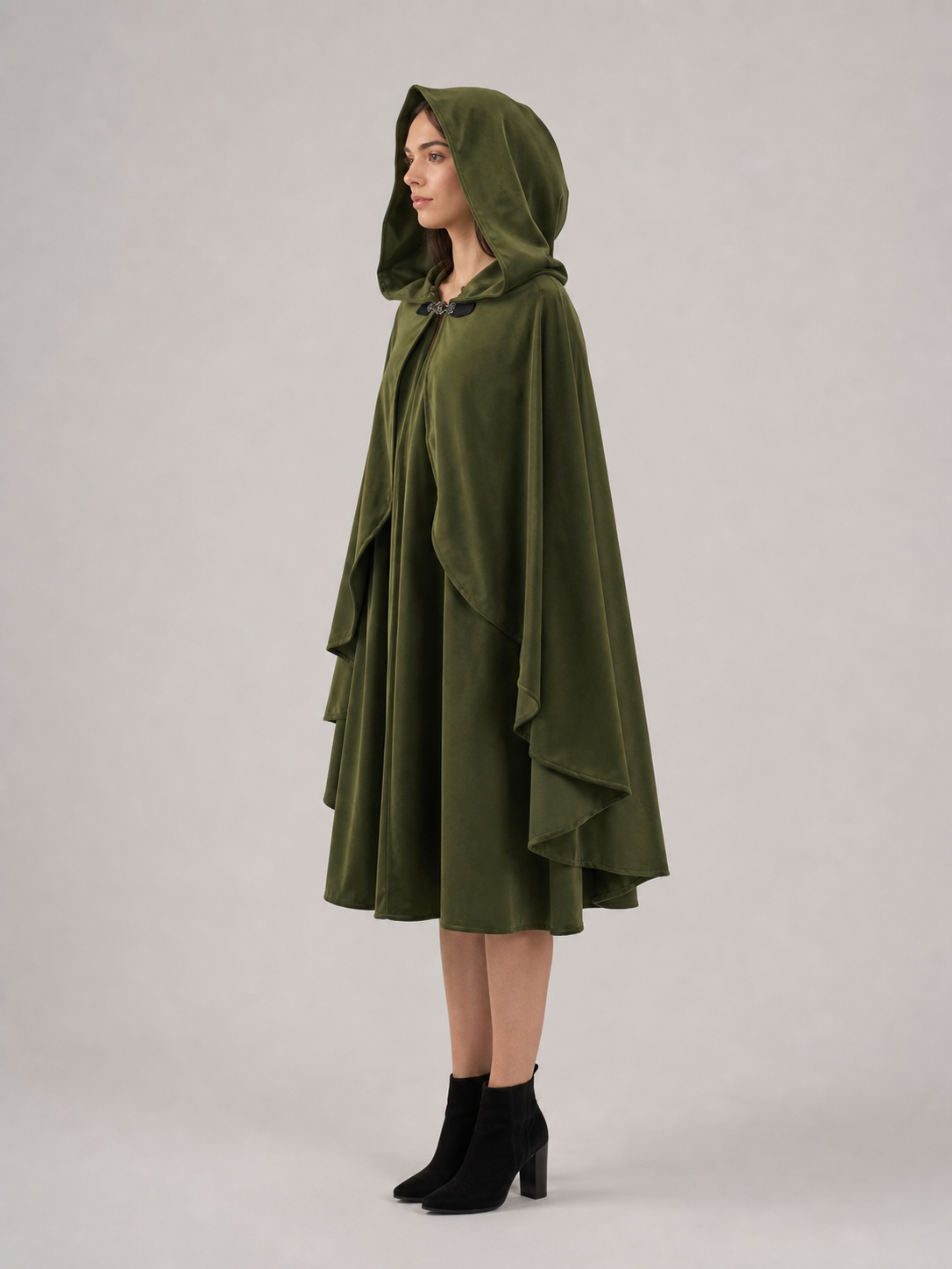 Green Costume Cloak with a Large Hood
