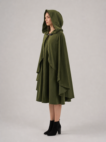 Green Costume Cloak with a Large Hood