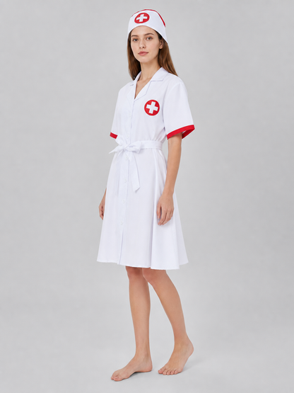 Medical-Themed Costume with Dress and Cap