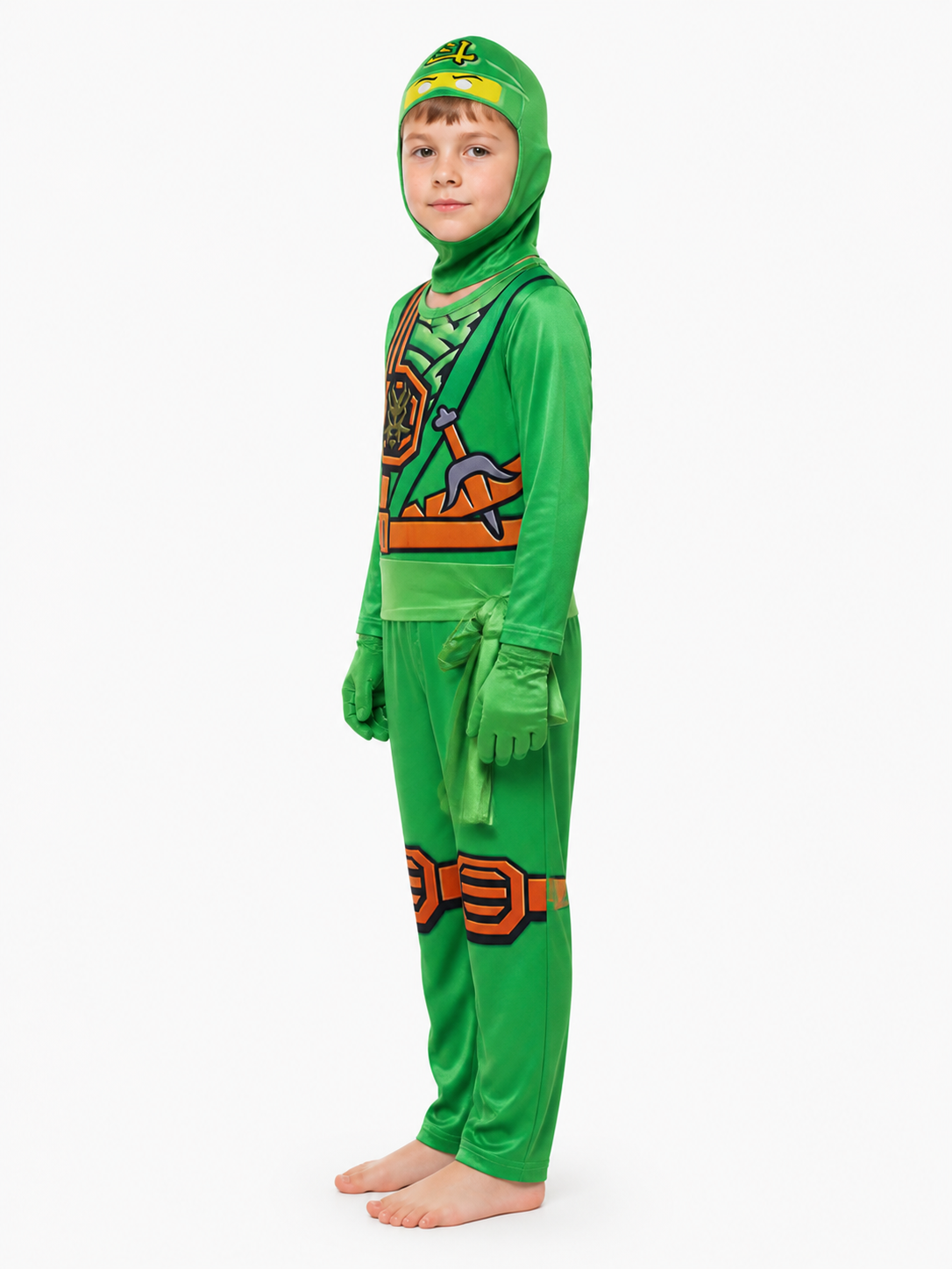Ninja Costume Jumpsuit with Mask and Gloves side view