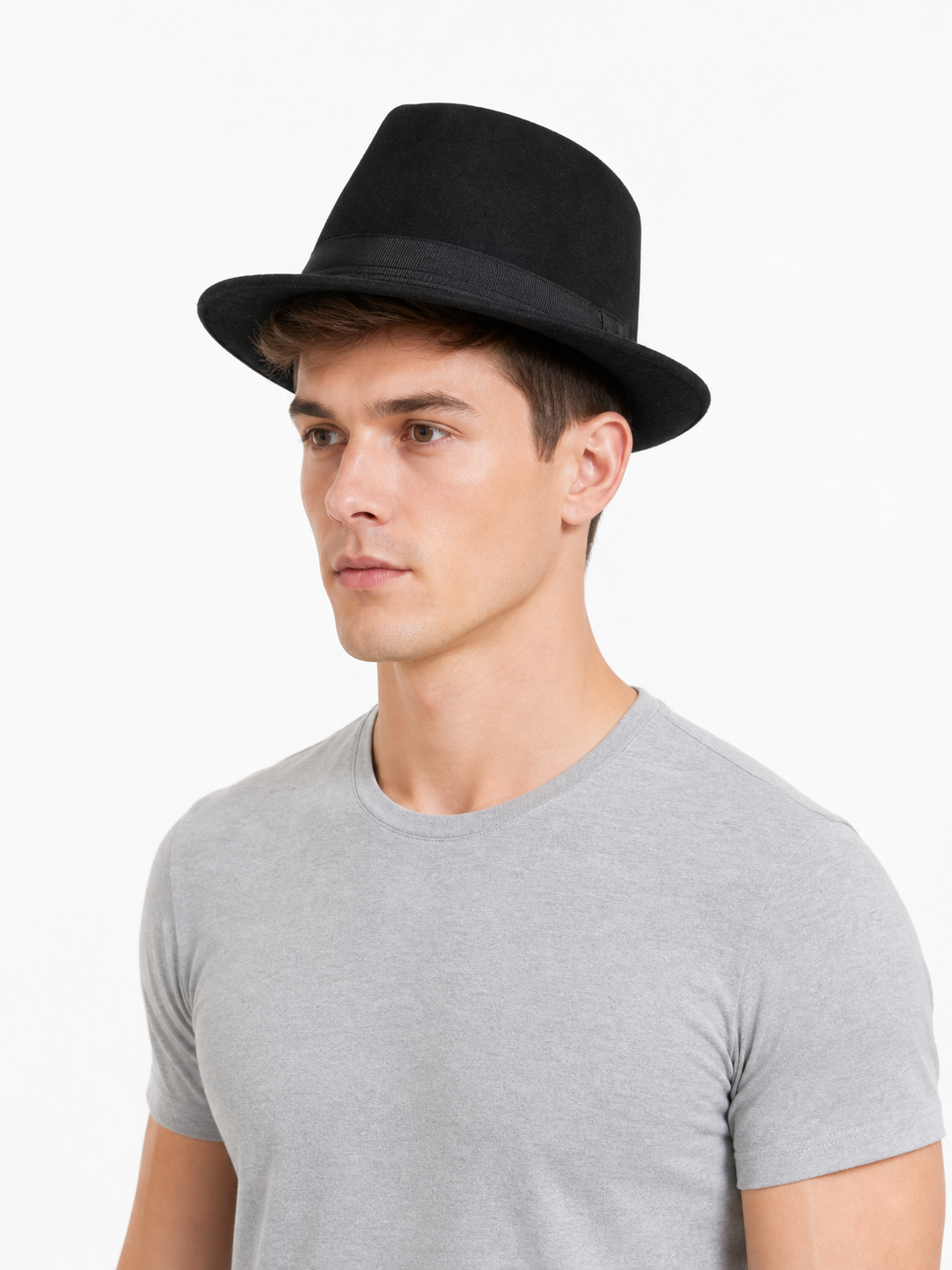 Carnival hat with black ribbon and brim