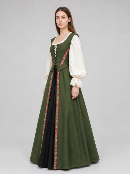 Renaissance-Style Dress with a Square Neckline