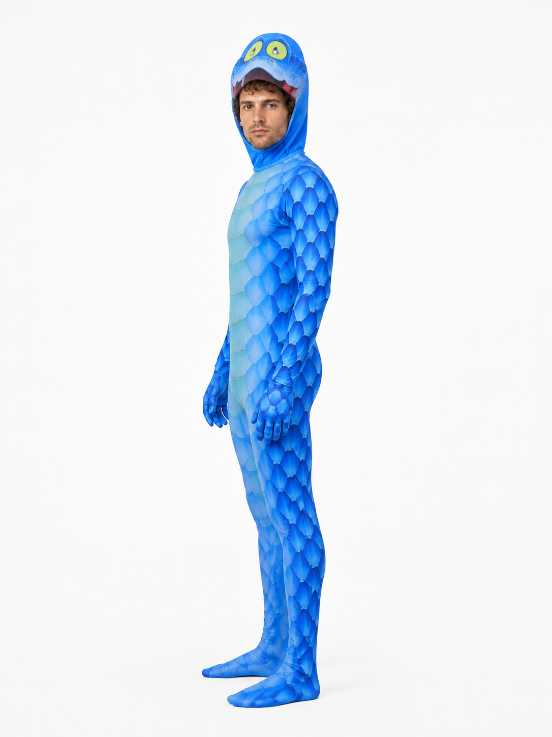 Snake Costume Jumpsuit with Hood and Gloves side view