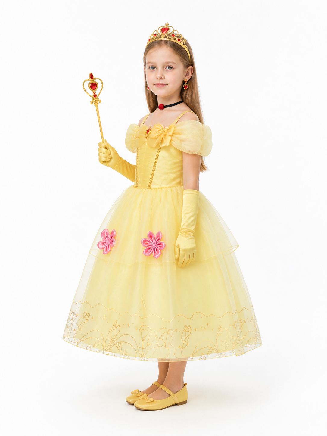 Princess Costume with Crown and Full Skirt side view