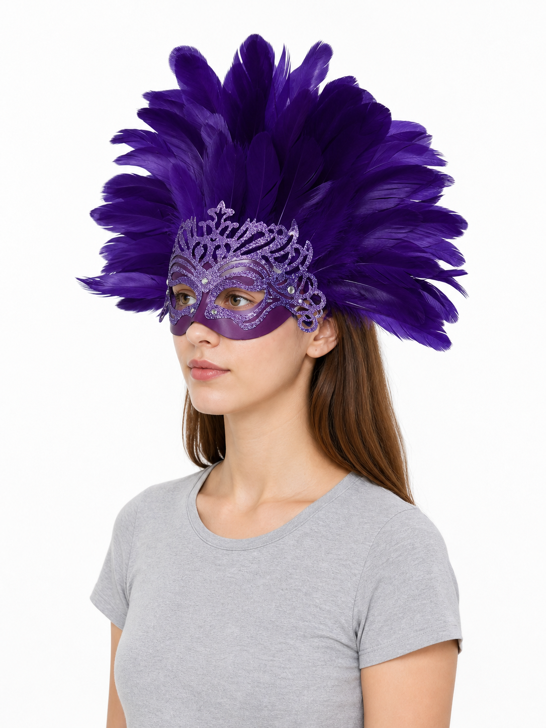 Carnival Mask with Purple Feathers