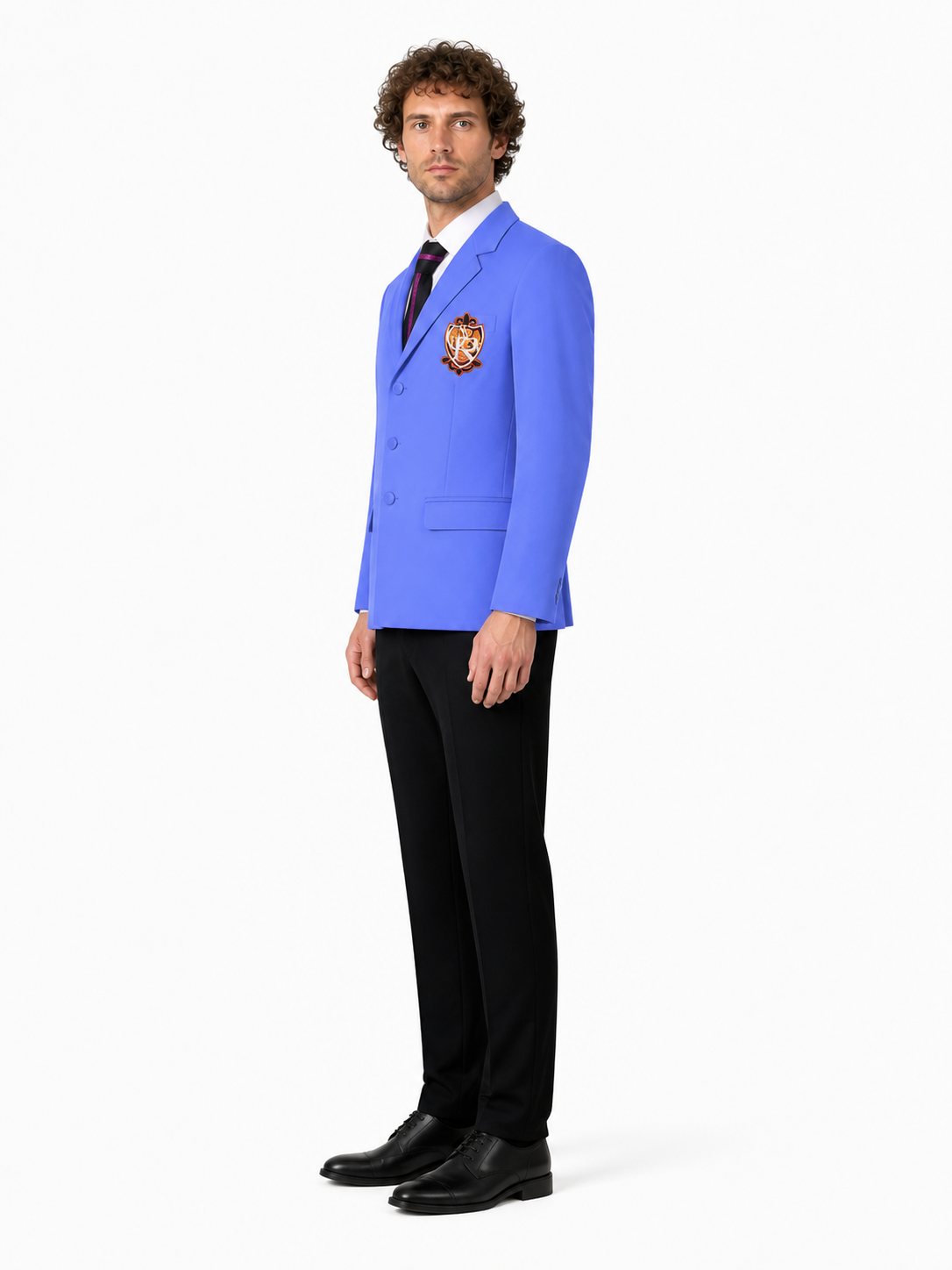 Blue School Cosplay Costume with Tie side view