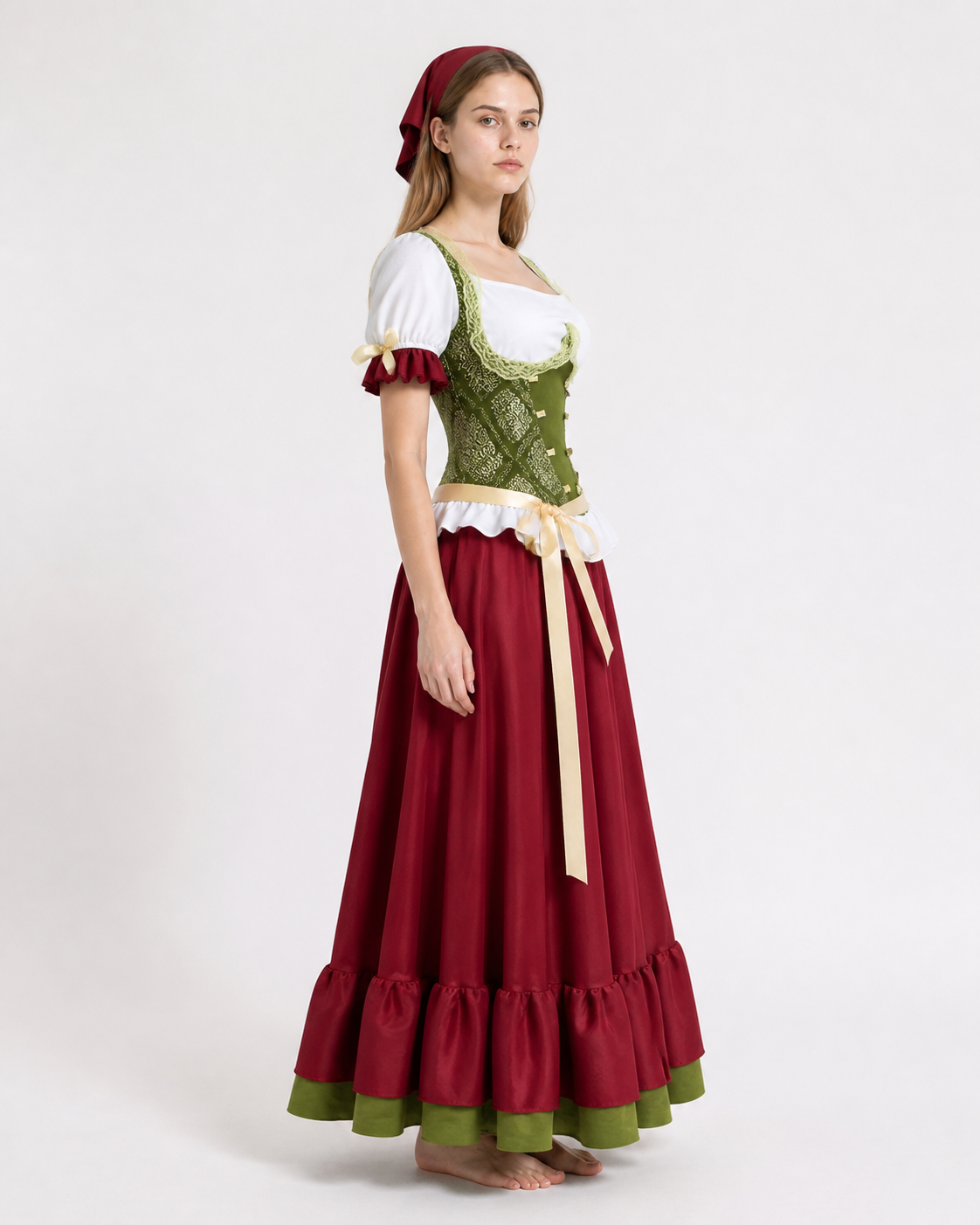 Retro-Style Corset and Lace Costume side view