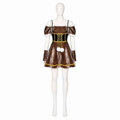 Deer Costume with Antlers, White Trim, and Pom-Poms side view
