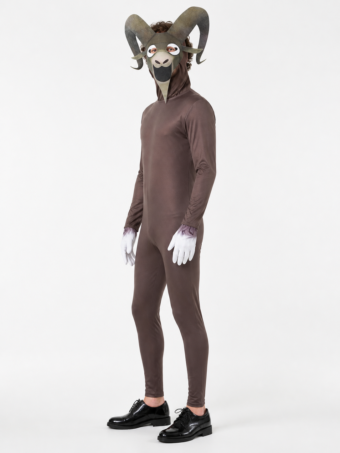 Goat Monster Costume, Jumpsuit and Helmet side view