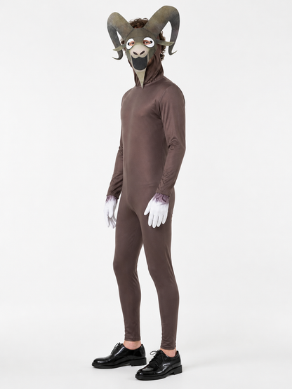 Goat Monster Costume, Jumpsuit and Helmet side view