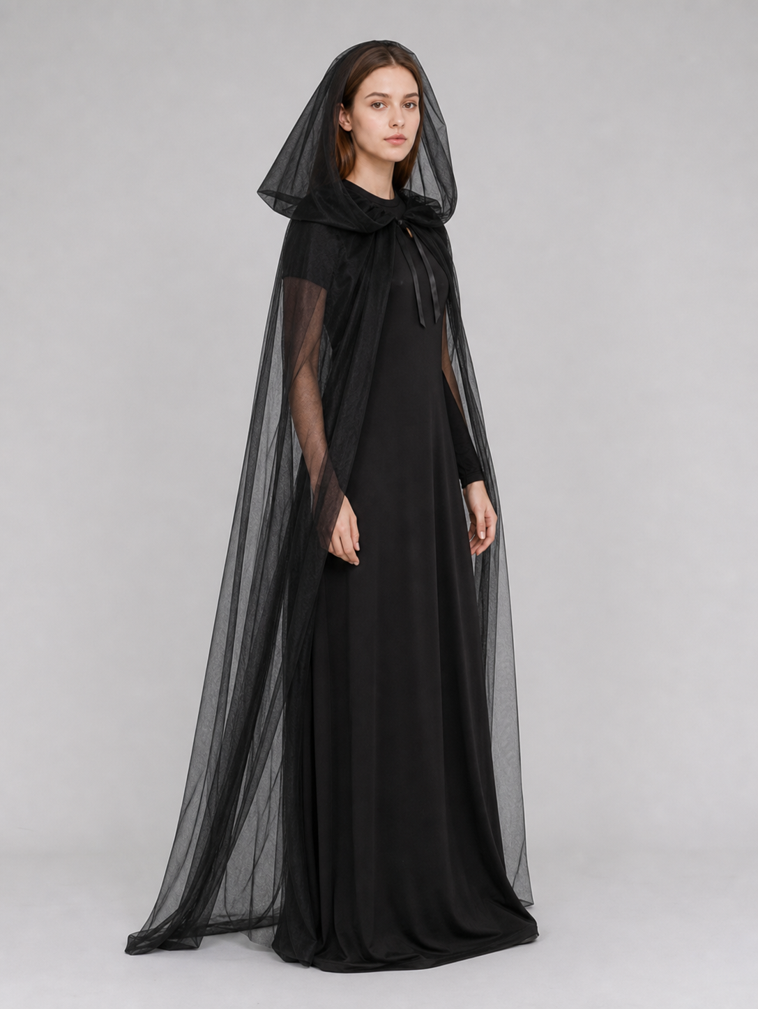 Gothic hooded costume dress for Halloween side view 2