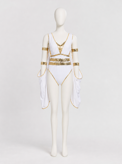 White and Gold Carnival Costume Jumpsuit