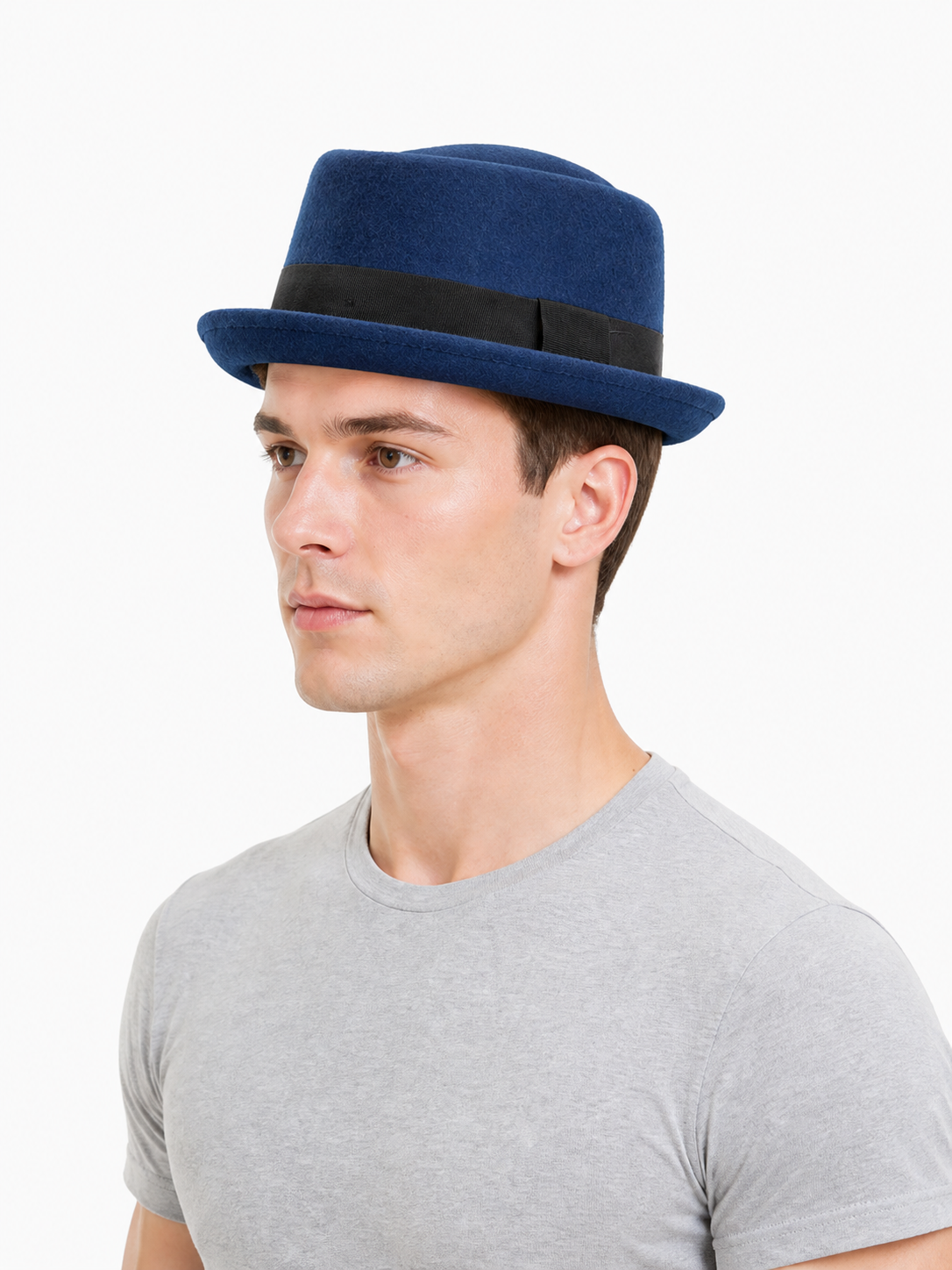 Blue Fedora Hat with Ribbon for Carnival