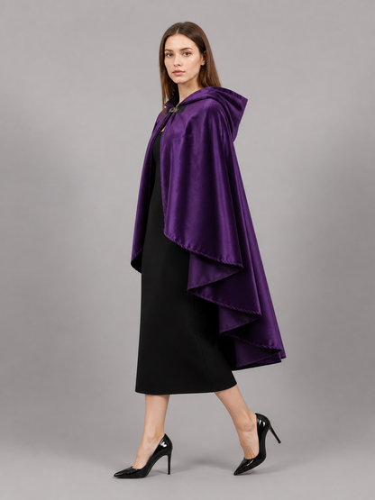 Long Purple Hooded Carnival Cloak