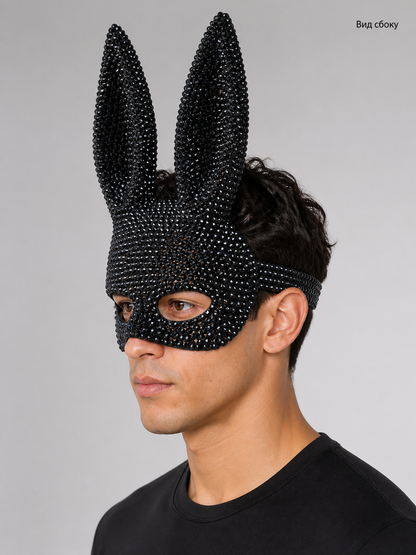 Carnival Black Rabbit Sequin Headpiece side view