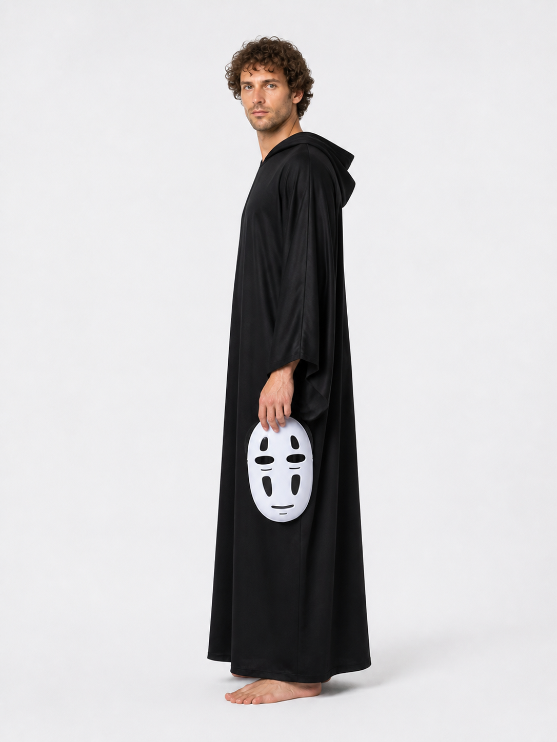 No-Face Hooded Cloak and Mask for Cosplay side view