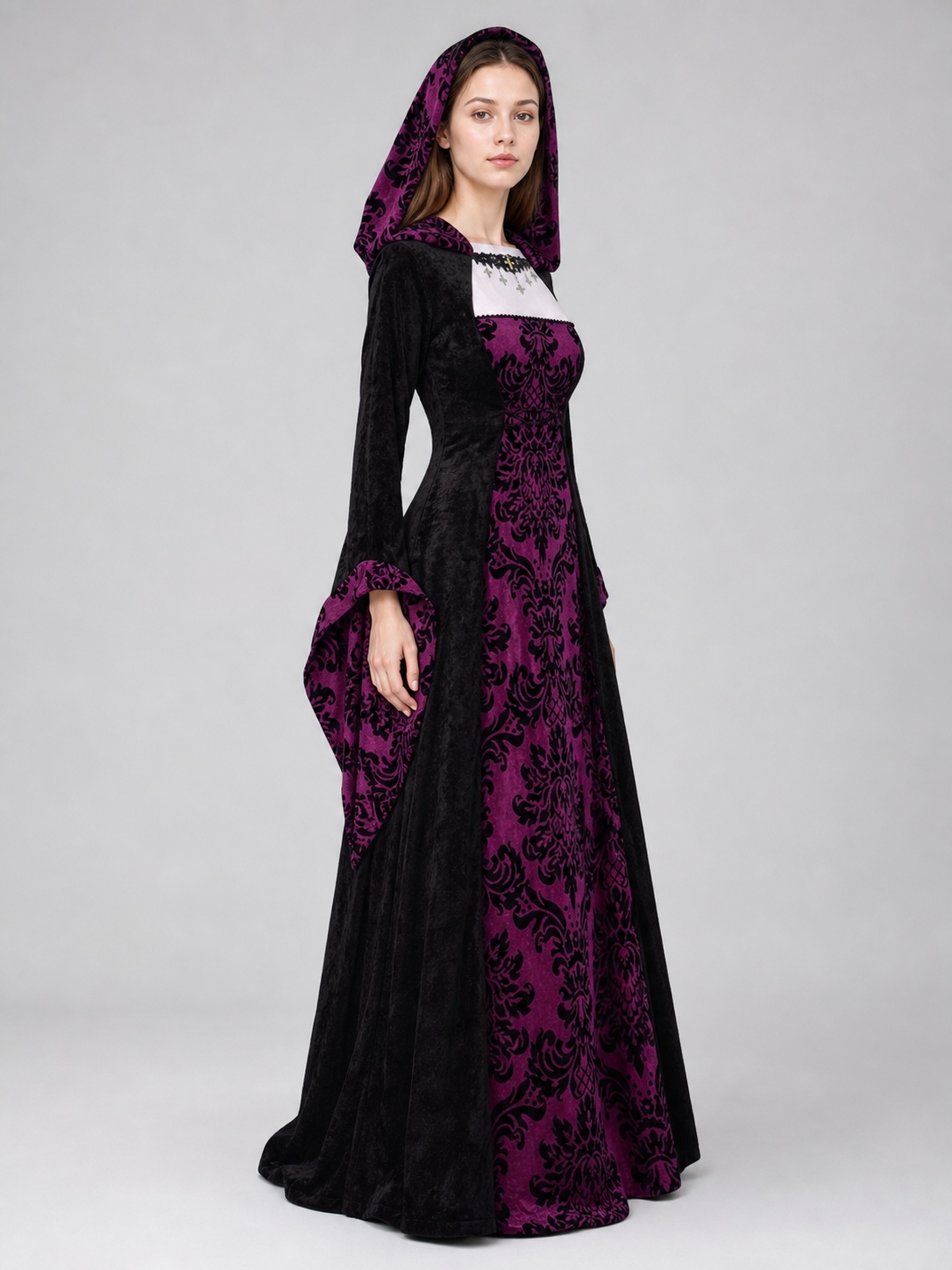 Gothic Hooded Dress with Full Skirt
