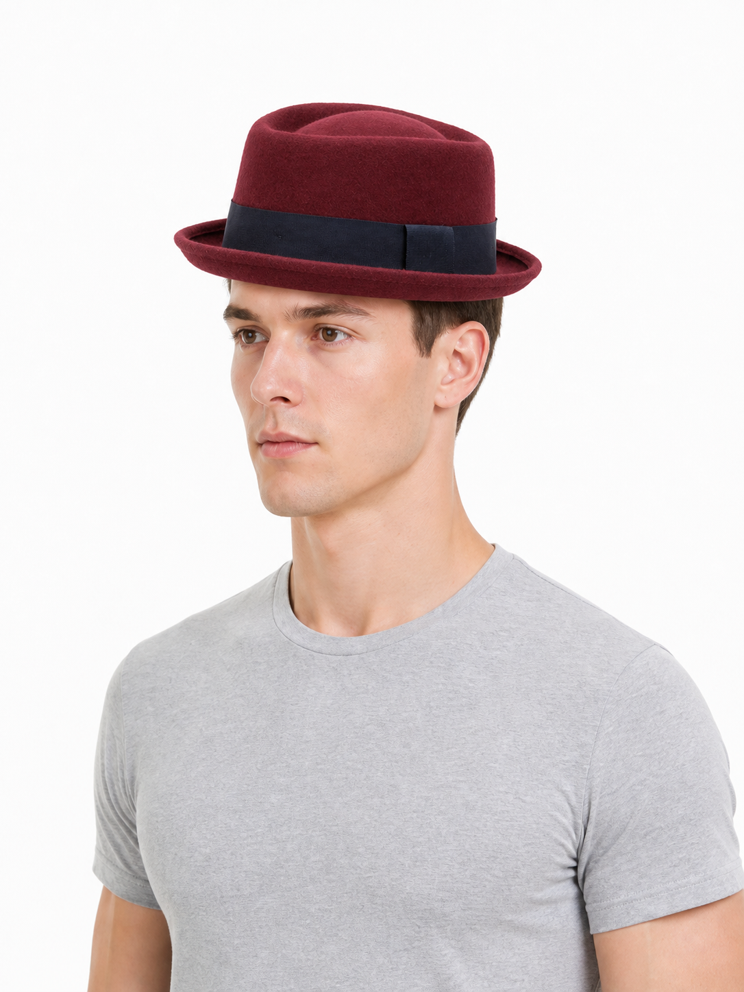 Burgundy Fedora Hat with Dark Band