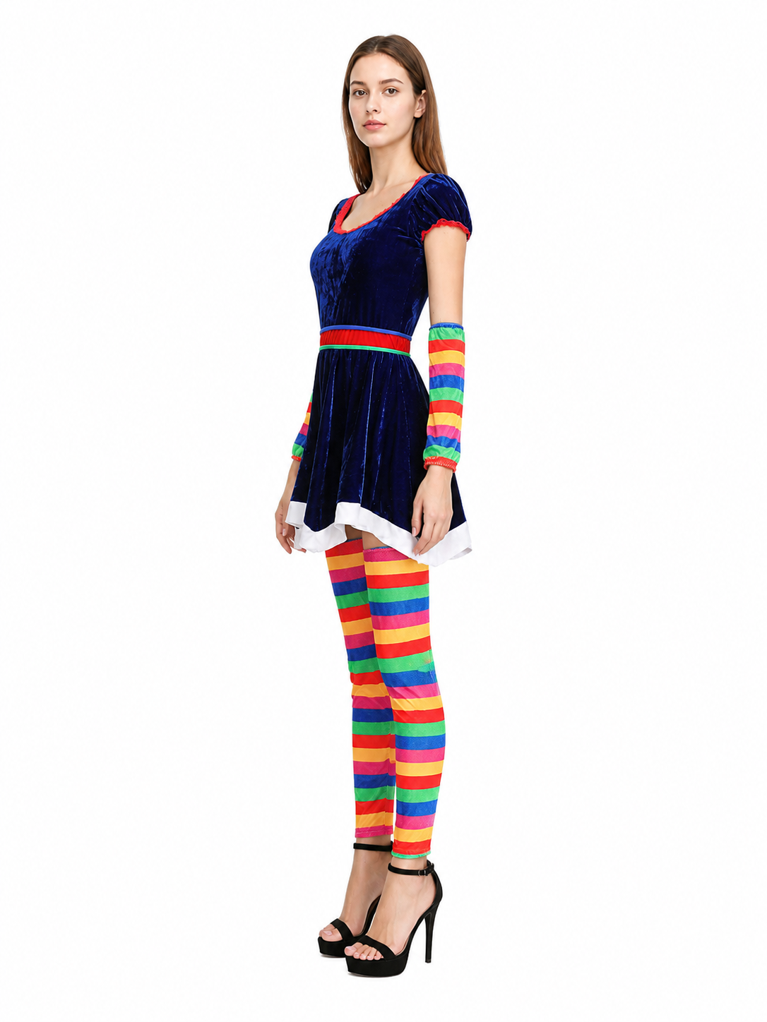 Stage Costume Dress with Rainbow Stripes side view