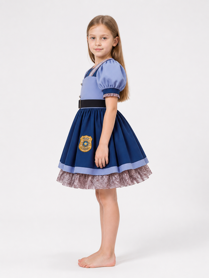 Police Officer Dress with Full Skirt and Badge side view