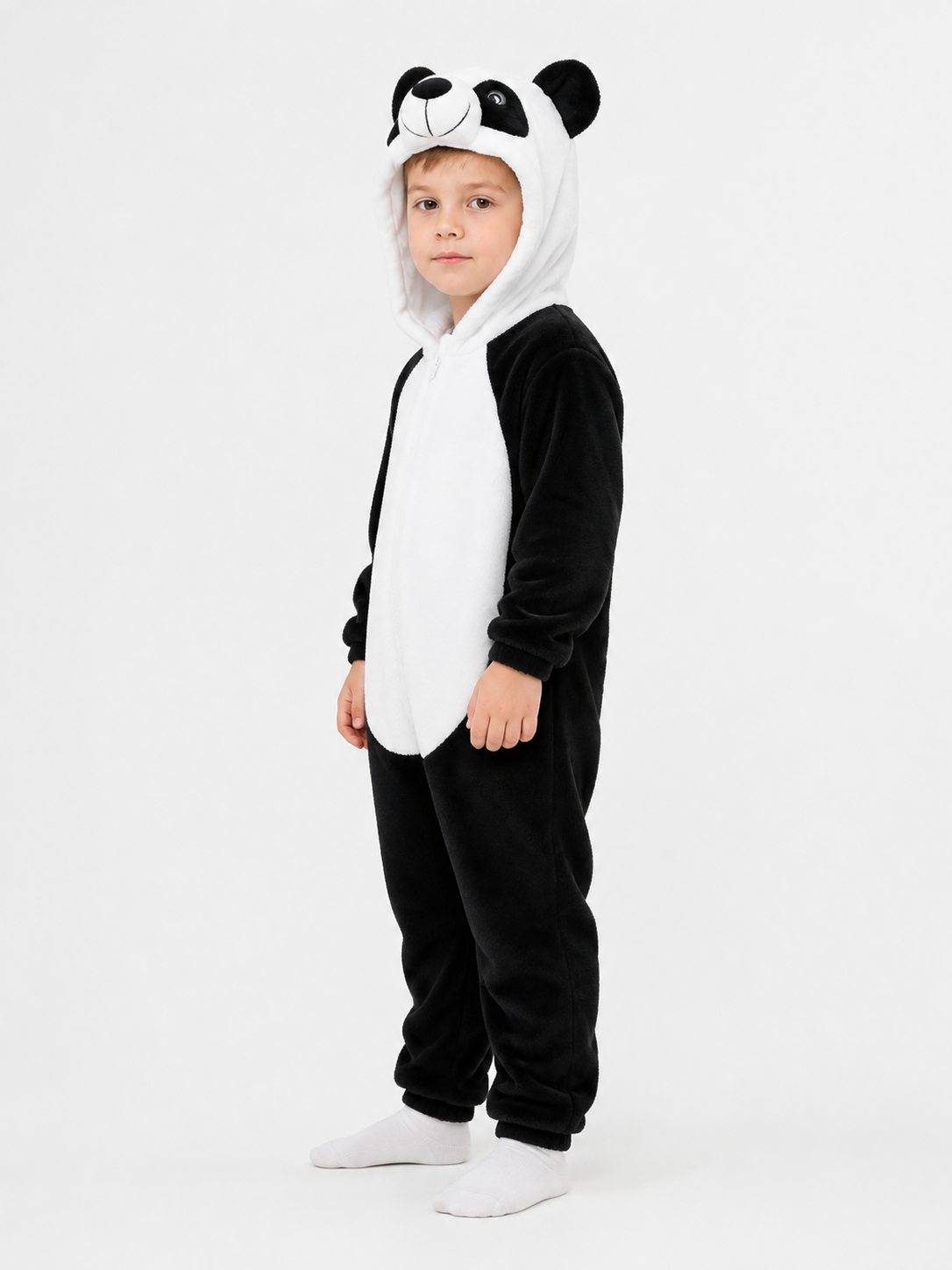Panda Hooded Zip-Up Pajama Onesie side view