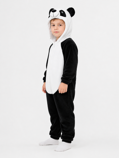 Panda Hooded Zip-Up Pajama Onesie side view