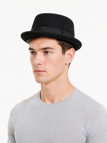 Black Carnival Fedora Hat with Ribbon