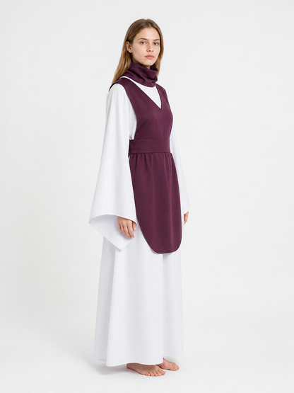 Wizard Costume with Wide Sleeves, Burgundy and White side view