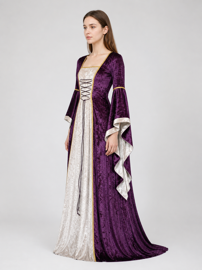 Medieval-Style Dress with Flared Sleeves