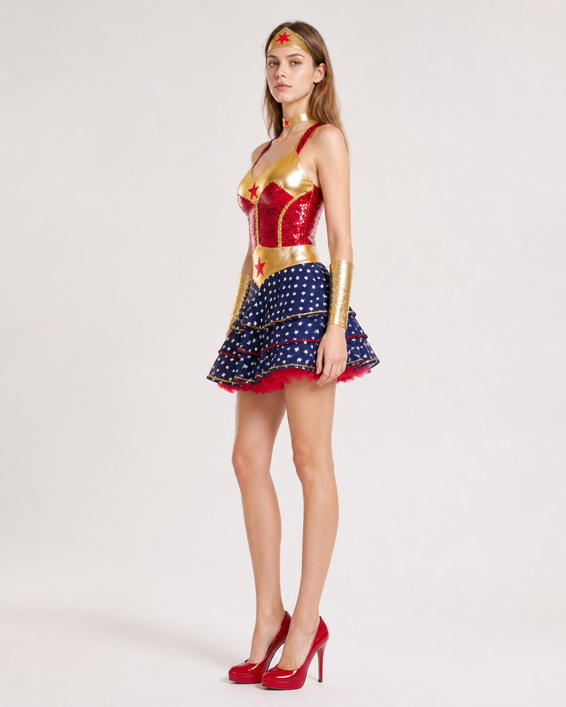 Halloween Dress with Red Star and Blue Skirt