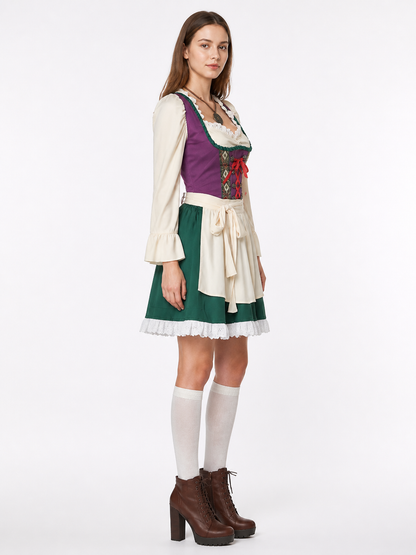 Dress with an Apron, Long Sleeves, and Lacing side view