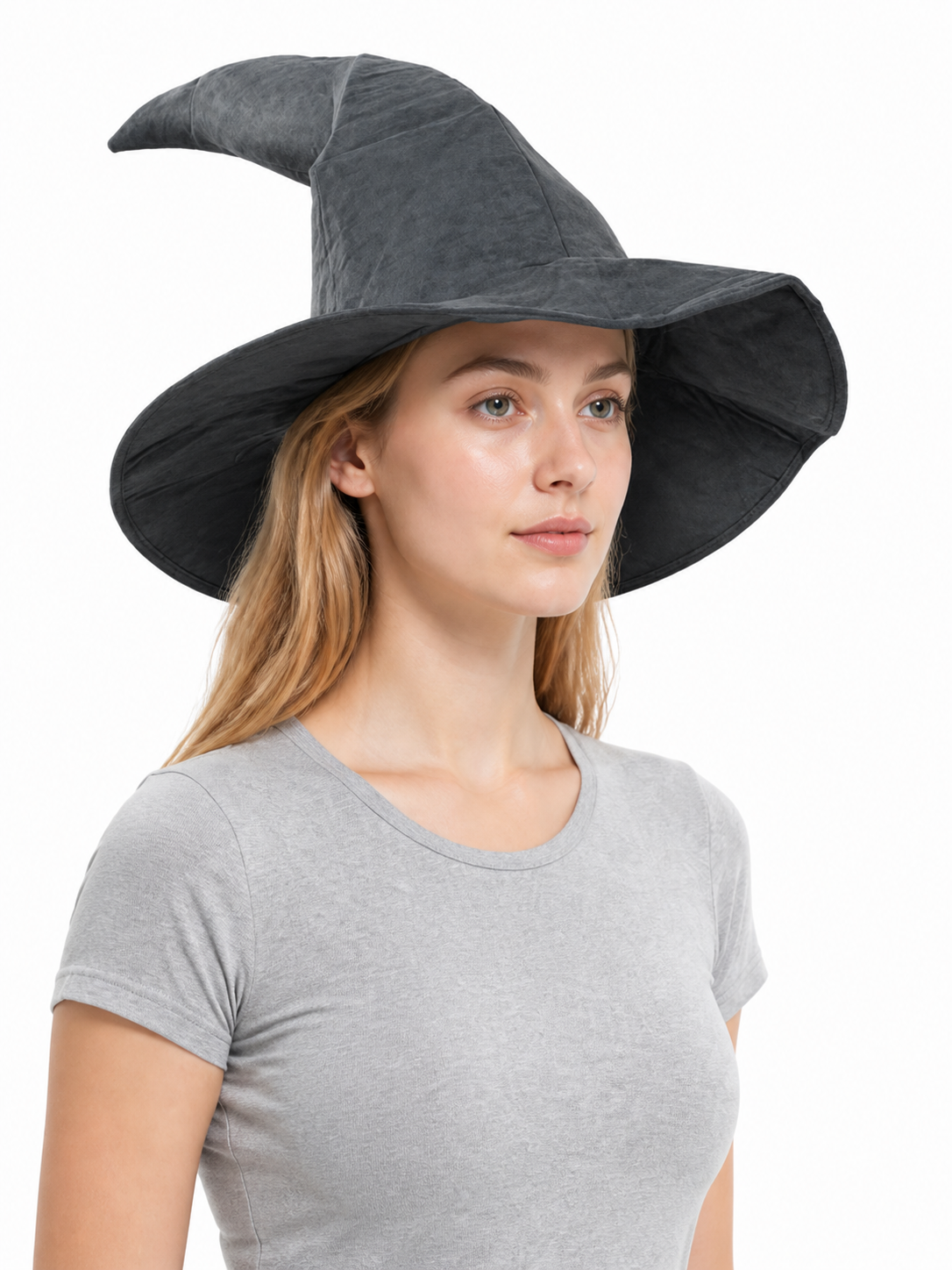 Wide-Brim Carnival Hat with Curved Top side view