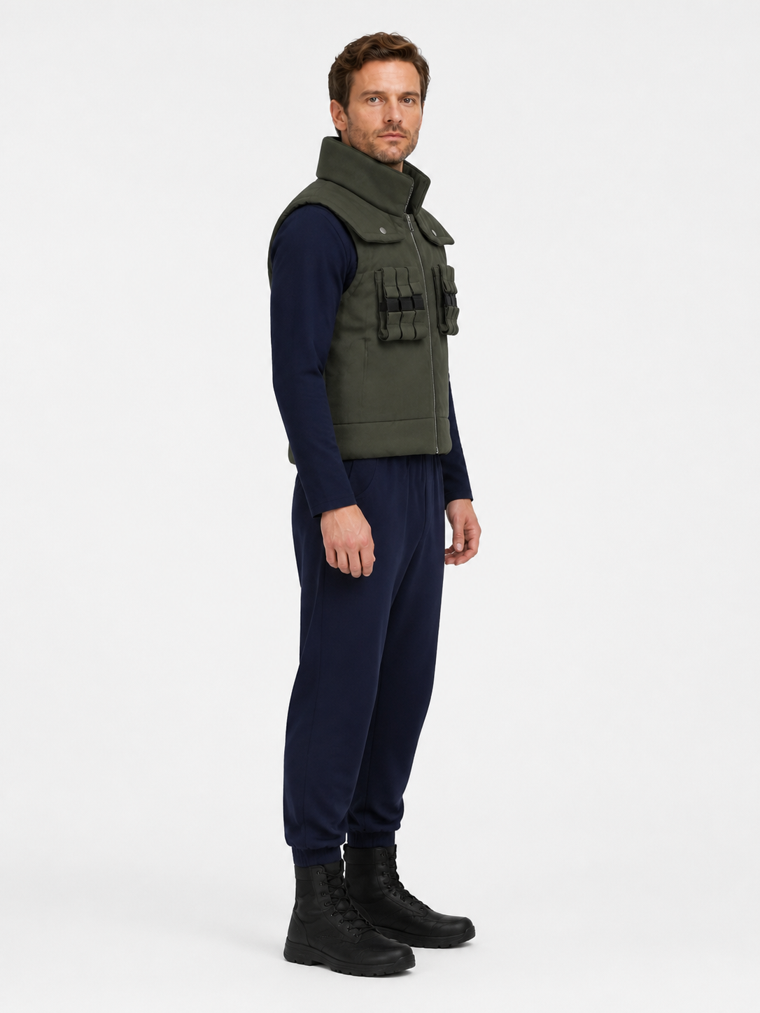Green Tactical Vest with Pockets, Cosplay side view