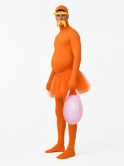Halloween Jumpsuit Costume with a Fake Belly and Skirt side view