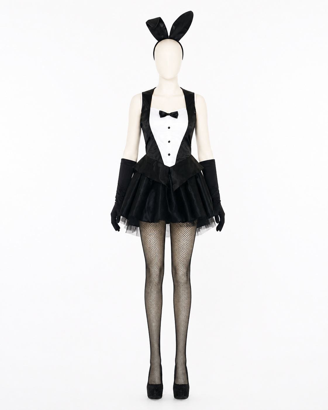Black-and-White Rabbit Costume with a Full Skirt