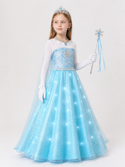 Blue Carnival Costume with LED Lights for Halloween side view