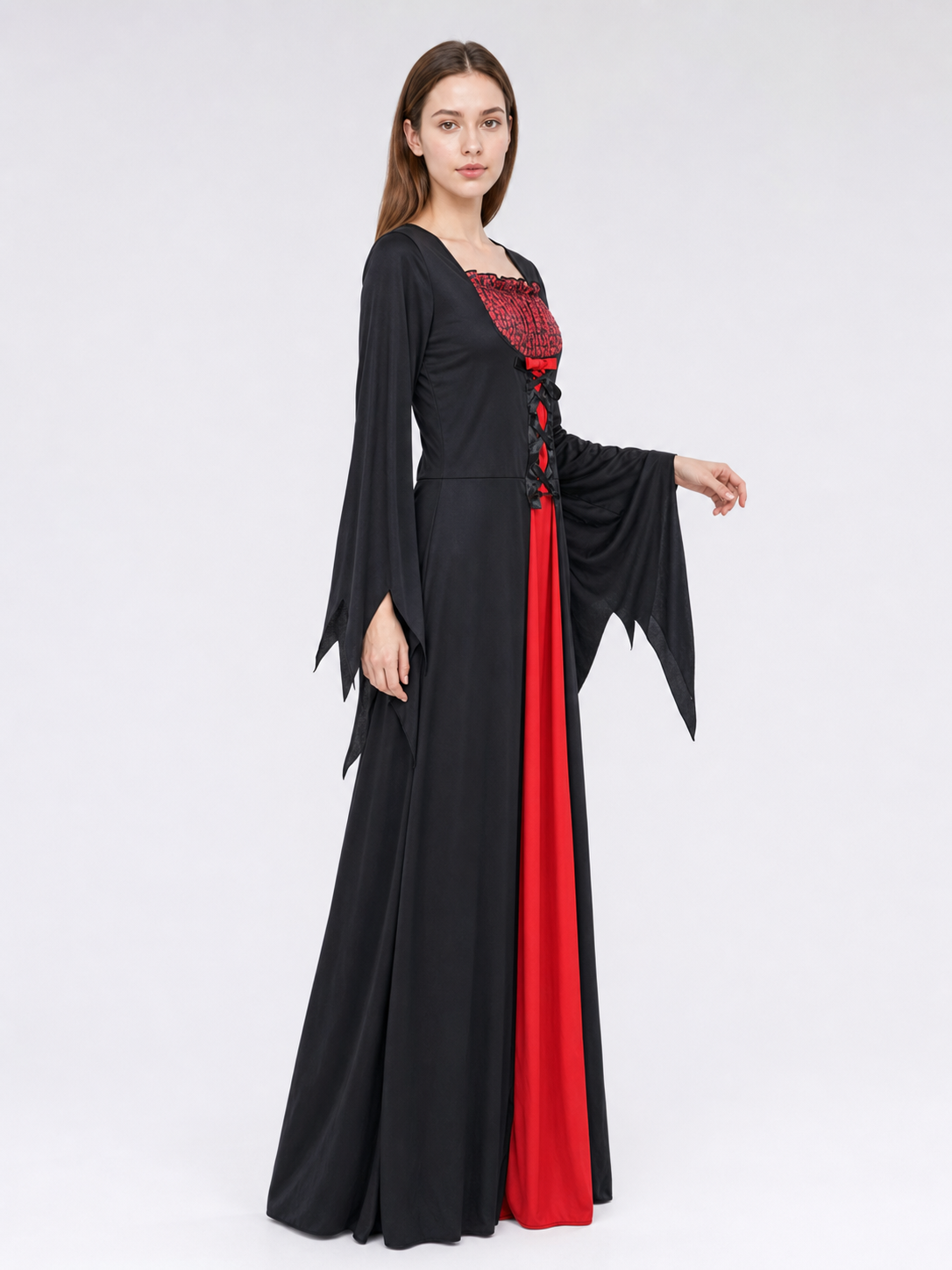 Halloween Witch Costume with Long Dress and Hat