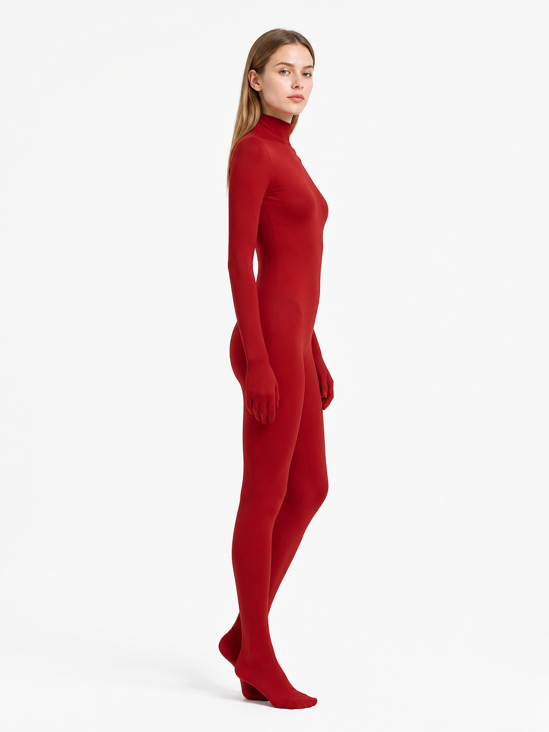 Form-Fitting Jumpsuit with Covered Hands and Feet side view