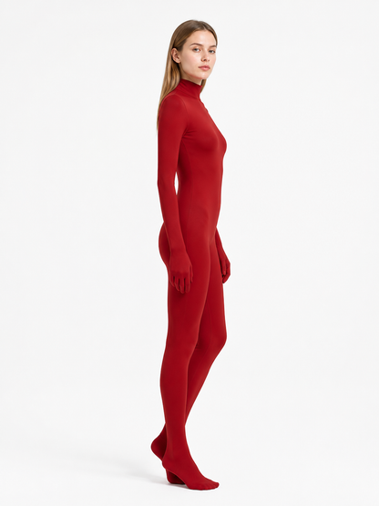 Form-Fitting Jumpsuit with Covered Hands and Feet side view