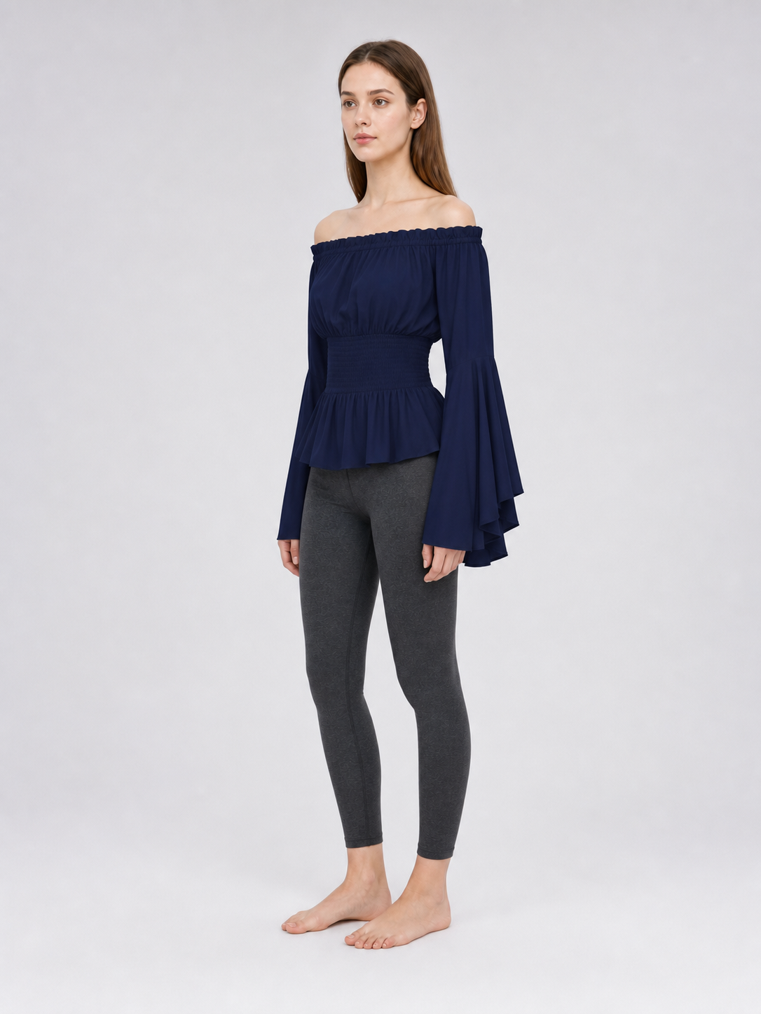 Off-the-Shoulder Blouse with Flared Sleeves