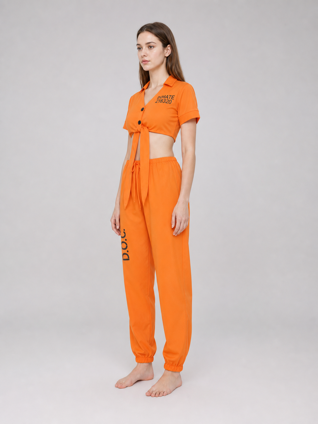 Prisoner Cosplay Costume: Top, Pants, Handcuffs
