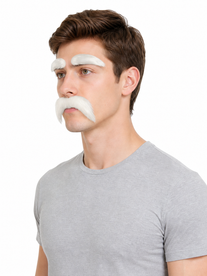 Carnival Set: Fake Mustache and White Eyebrows