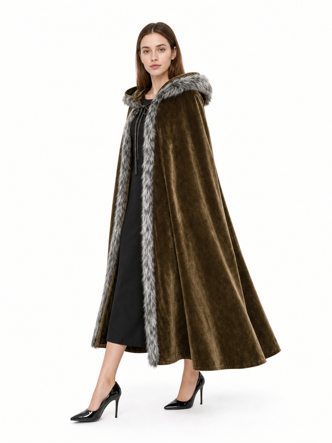 Brown Carnival Cloak with Hood