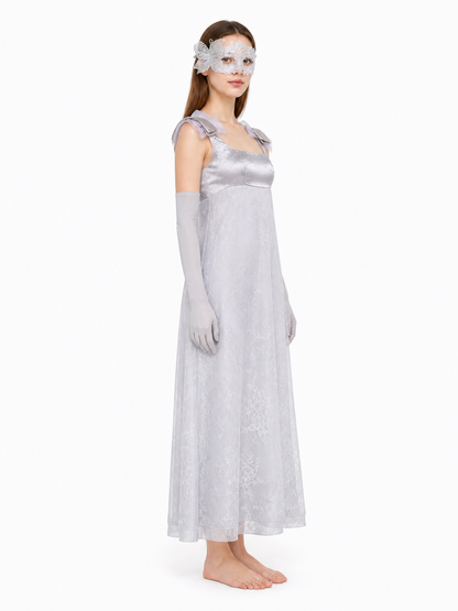 Long A-Line Dress with Mask and Gloves side view