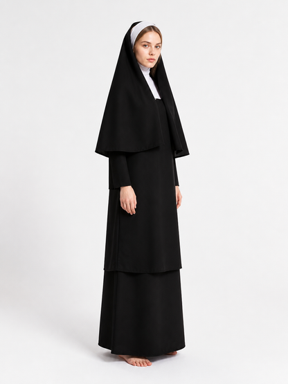 Carnival Nun Costume with White Headdress side view
