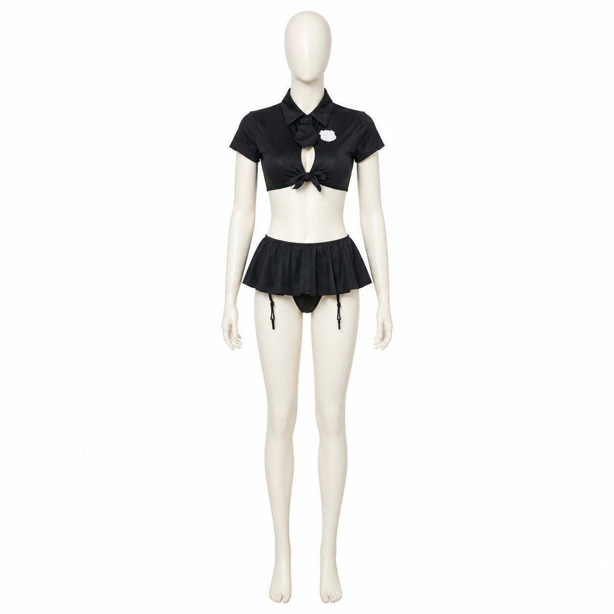 Police Costume: Cropped Shirt and Skirt side view