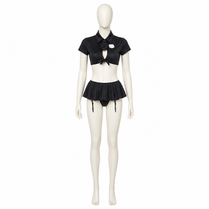 Police Costume: Cropped Shirt and Skirt side view
