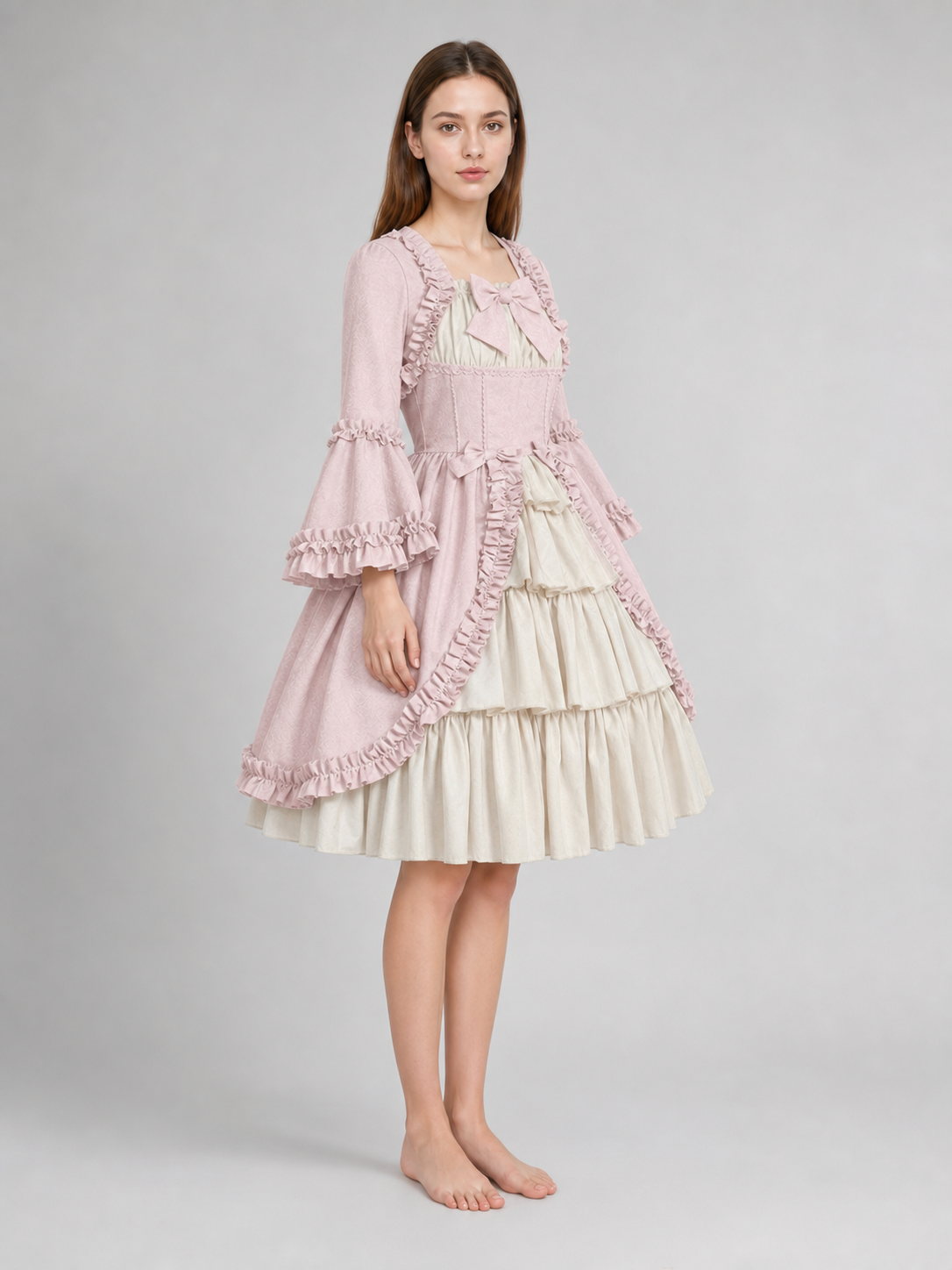 Vintage Rococo-Style Gothic Dress with Ruffles