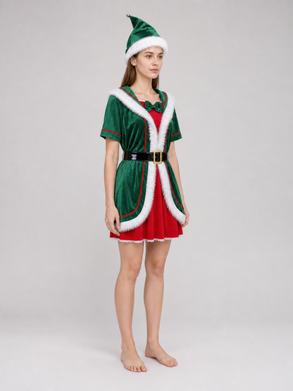 Christmas costume dress with hat and belt