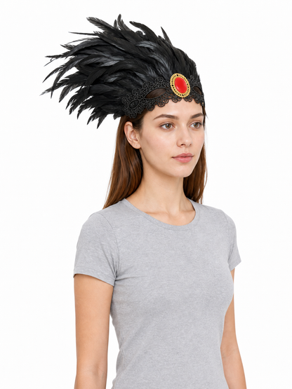 Carnival Headpiece with Black Feathers